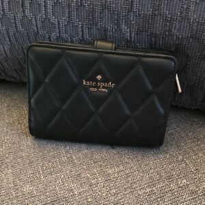 kate spade Black Quilted Compact Zip-Around Wallet